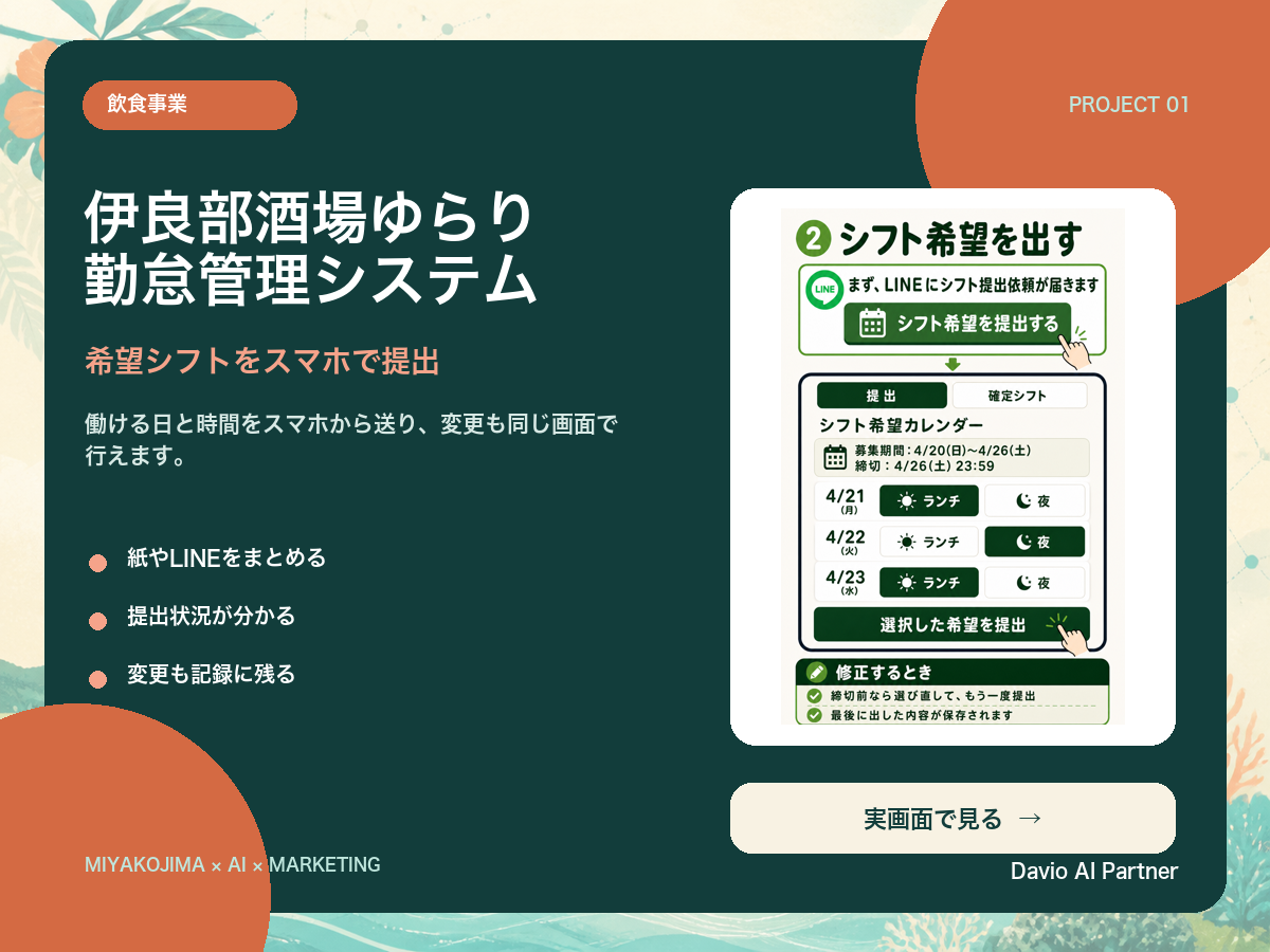 伊良部酒場ゆらり勤怠管理システム：プロジェクト紹介